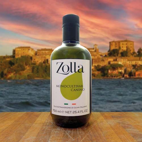Bottiglia da 500 ml di olio extravergine di oliva Monocultivar Canino D.O.P. Zolla